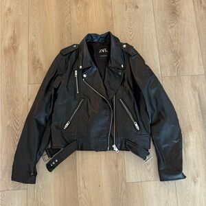 Zara Sleek Black Leather Jacket